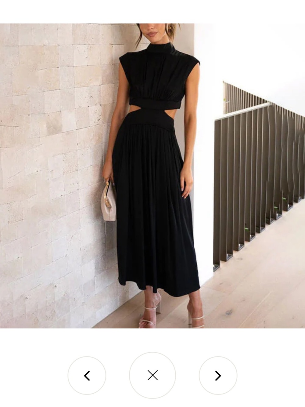 Lux Black Cutout High-Neck Midi Dress